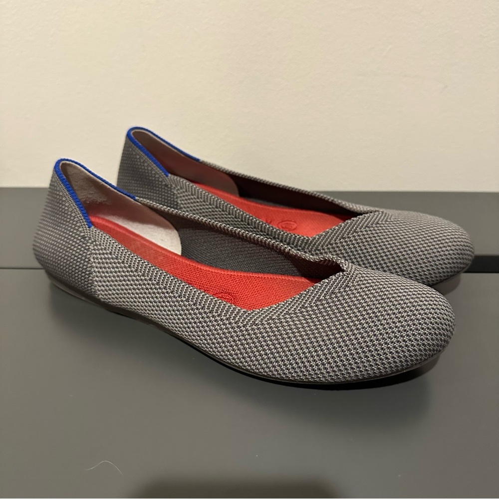 Rothy's Gray and Red Knit Flats